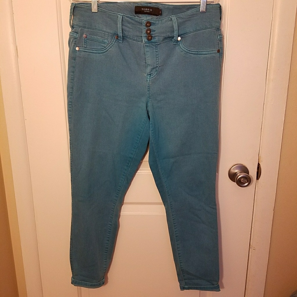 Torrid Teal High Rise Cropped Skinny Jeans